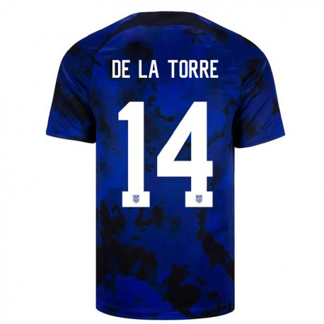 Kandiny Niño Camiseta Estados Unidos Luca De La Torre #14 Azul Real 2ª Equipación 22-24 La Camisa Chile