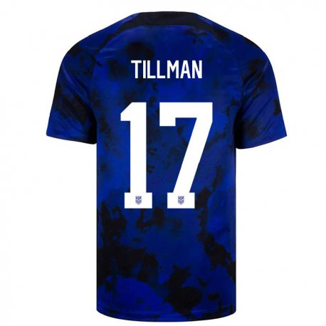 Kandiny Niño Camiseta Estados Unidos Malik Tillman #17 Azul Real 2ª Equipación 22-24 La Camisa Chile