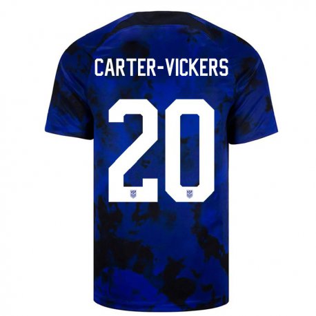 Kandiny Niño Camiseta Estados Unidos Cameron Carter-vickers #20 Azul Real 2ª Equipación 22-24 La Camisa Chile