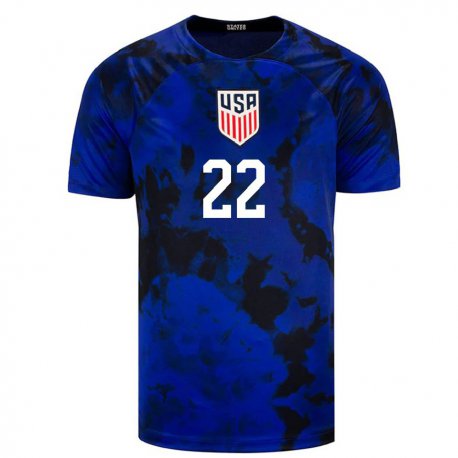 Kandiny Niño Camiseta Estados Unidos Reggie Cannon #22 Azul Real 2ª Equipación 22-24 La Camisa Chile