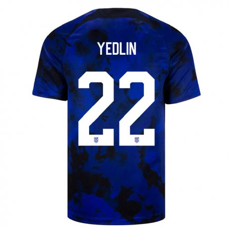 Kandiny Niño Camiseta Estados Unidos Deandre Yedlin #22 Azul Real 2ª Equipación 22-24 La Camisa Chile