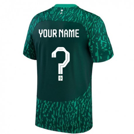 Kandiny Niño Camiseta Arabia Saudita Su Nombre #0 Verde Oscuro 2ª Equipación 22-24 La Camisa Chile