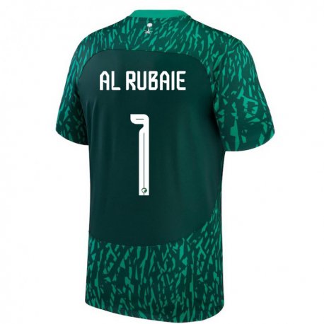 Kandiny Niño Camiseta Arabia Saudita Mohammed Al Rubaie #1 Verde Oscuro 2ª Equipación 22-24 La Camisa Chile