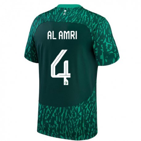 Kandiny Niño Camiseta Arabia Saudita Abdulelah Al Amri #4 Verde Oscuro 2ª Equipación 22-24 La Camisa Chile