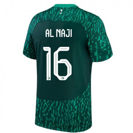 Kandiny Niño Camiseta Arabia Saudita Sami Al Naji #16 Verde Oscuro 2ª Equipación 22-24 La Camisa Chile