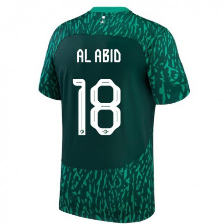 Kandiny Niño Camiseta Arabia Saudita Nawaf Al Abid #18 Verde Oscuro 2ª Equipación 22-24 La Camisa Chile