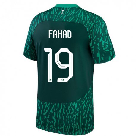 Kandiny Niño Camiseta Arabia Saudita Fahad Al Muwallad #19 Verde Oscuro 2ª Equipación 22-24 La Camisa Chile