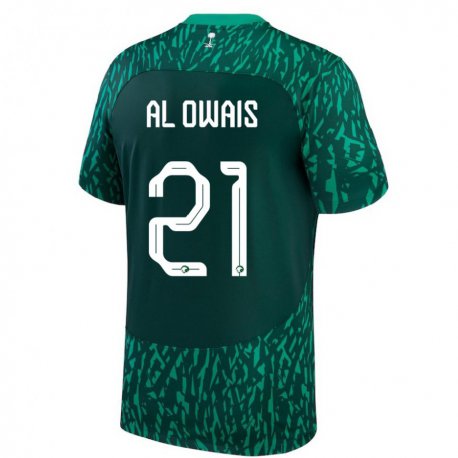 Kandiny Niño Camiseta Arabia Saudita Mohammed Al Owais #21 Verde Oscuro 2ª Equipación 22-24 La Camisa Chile