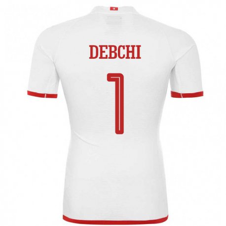 Kandiny Niño Camiseta Túnez Mohamed Sedki Debchi #1 Blanco 2ª Equipación 22-24 La Camisa Chile