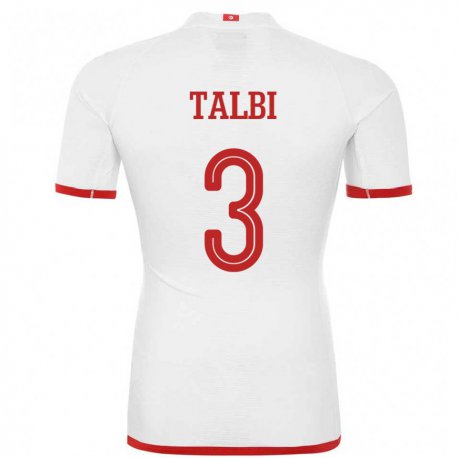Kandiny Niño Camiseta Túnez Montassar Talbi #3 Blanco 2ª Equipación 22-24 La Camisa Chile