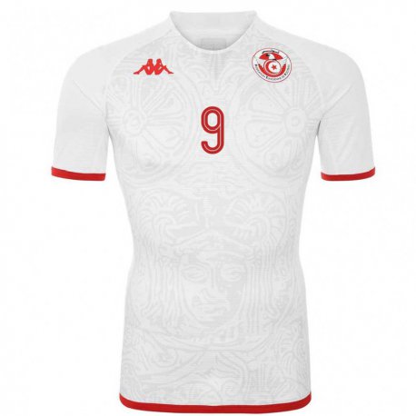 Kandiny Niño Camiseta Túnez Mortadha Ben Ouanes #9 Blanco 2ª Equipación 22-24 La Camisa Chile