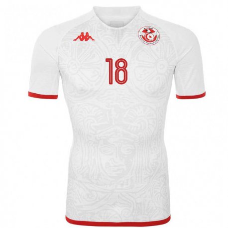 Kandiny Niño Camiseta Túnez Ghaliene Chaaleli #18 Blanco 2ª Equipación 22-24 La Camisa Chile