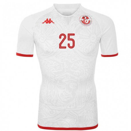 Kandiny Niño Camiseta Túnez Anis Ben Slimane #25 Blanco 2ª Equipación 22-24 La Camisa Chile