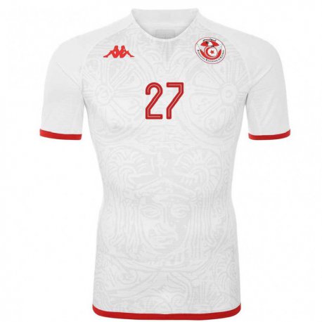 Kandiny Niño Camiseta Túnez Issam Jebali #27 Blanco 2ª Equipación 22-24 La Camisa Chile
