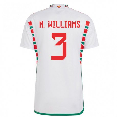 Kandiny Niño Camiseta Gales Neco Williams #3 Blanco 2ª Equipación 22-24 La Camisa Chile