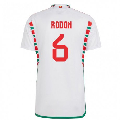 Kandiny Niño Camiseta Gales Joe Rodon #6 Blanco 2ª Equipación 22-24 La Camisa Chile