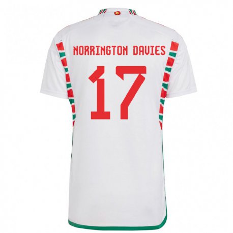 Kandiny Niño Camiseta Gales Rhys Norrington Davies #17 Blanco 2ª Equipación 22-24 La Camisa Chile