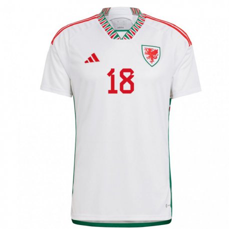 Kandiny Niño Camiseta Gales Jonathan Williams #18 Blanco 2ª Equipación 22-24 La Camisa Chile