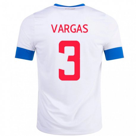 Kandiny Niño Camiseta Costa Rica Juan Pablo Vargas #3 Blanco 2ª Equipación 22-24 La Camisa Chile