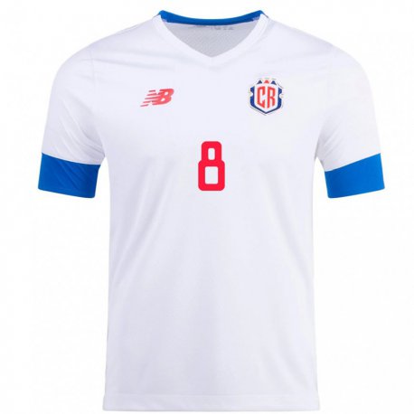 Kandiny Niño Camiseta Costa Rica Bryan Oviedo #8 Blanco 2ª Equipación 22-24 La Camisa Chile