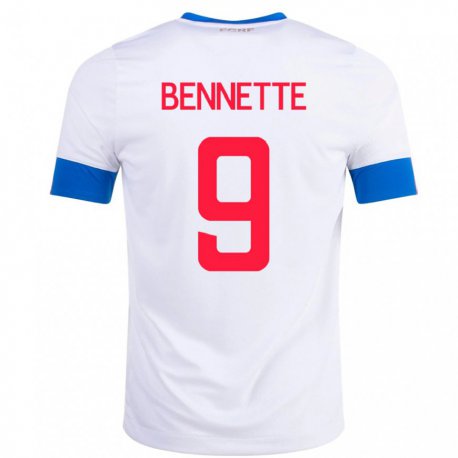 Kandiny Niño Camiseta Costa Rica Jewison Bennette #9 Blanco 2ª Equipación 22-24 La Camisa Chile