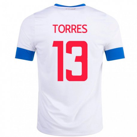 Kandiny Niño Camiseta Costa Rica Gerson Torres #13 Blanco 2ª Equipación 22-24 La Camisa Chile