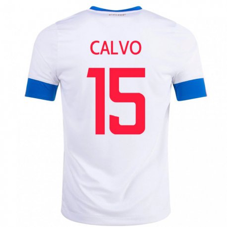 Kandiny Niño Camiseta Costa Rica Francisco Calvo #15 Blanco 2ª Equipación 22-24 La Camisa Chile