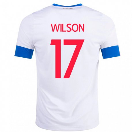 Kandiny Niño Camiseta Costa Rica Roan Wilson #17 Blanco 2ª Equipación 22-24 La Camisa Chile