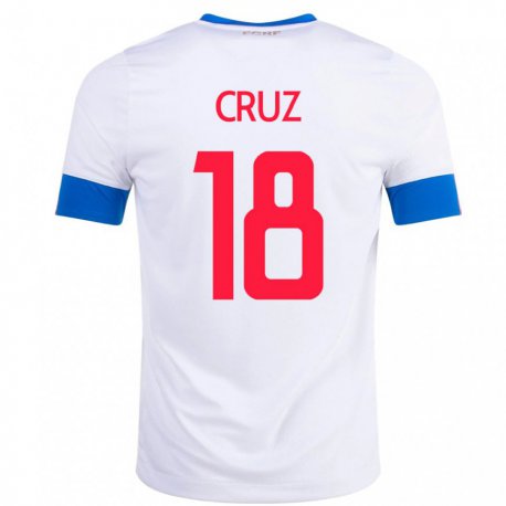 Kandiny Niño Camiseta Costa Rica Aaron Cruz #18 Blanco 2ª Equipación 22-24 La Camisa Chile