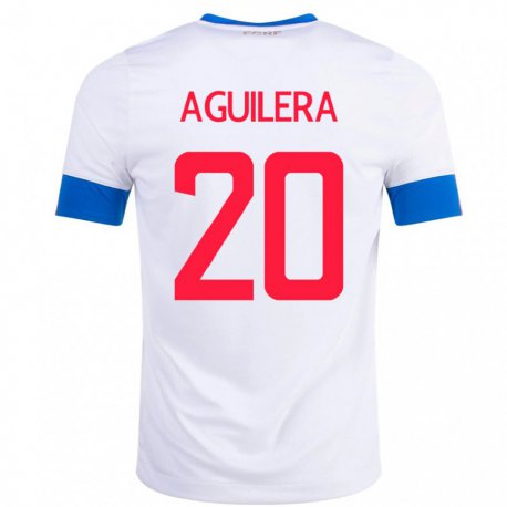 Kandiny Niño Camiseta Costa Rica Brandon Aguilera #20 Blanco 2ª Equipación 22-24 La Camisa Chile