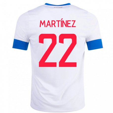 Kandiny Niño Camiseta Costa Rica Carlos Martinez #22 Blanco 2ª Equipación 22-24 La Camisa Chile