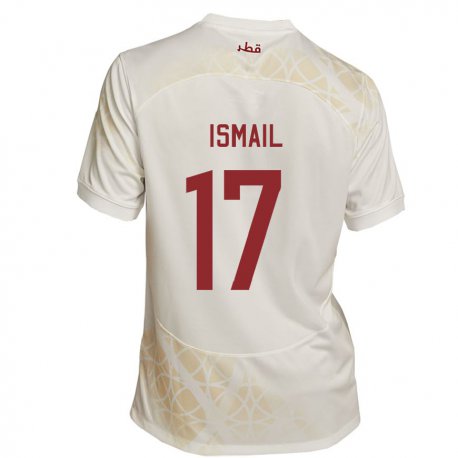Kandiny Niño Camiseta Catar Ismail Mohamad #17 Beis Dorado 2ª Equipación 22-24 La Camisa Chile