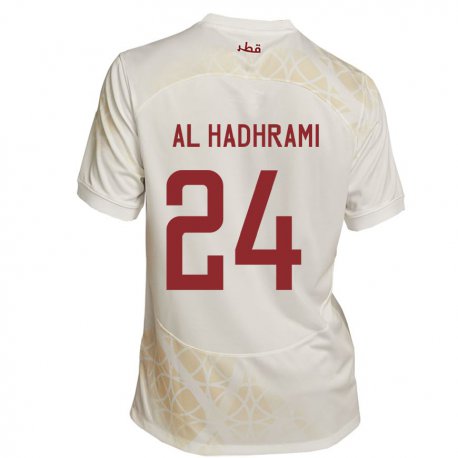 Kandiny Niño Camiseta Catar Naif Abdulraheem Al Hadhrami #24 Beis Dorado 2ª Equipación 22-24 La Camisa Chile
