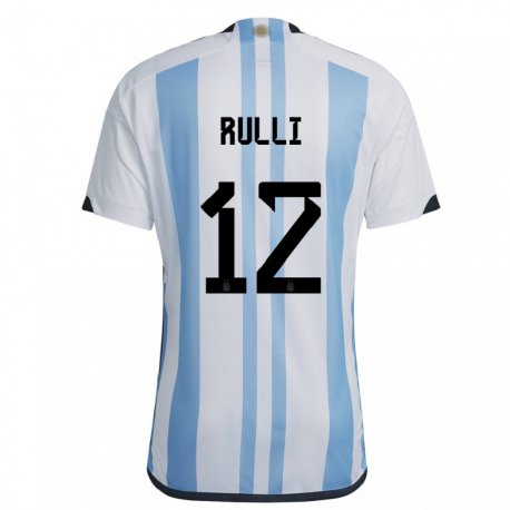 Kandiny Hombre Camiseta Argentina Geronimo Rulli #12 Blanco Cielo Azul 1ª Equipación 22-24 La Camisa Chile