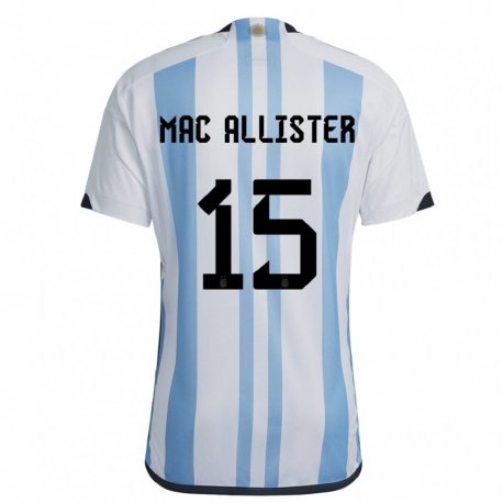 Kandiny Hombre Camiseta Argentina Alexis Mac Allister #15 Blanco Cielo Azul 1ª Equipación 22-24 La Camisa Chile