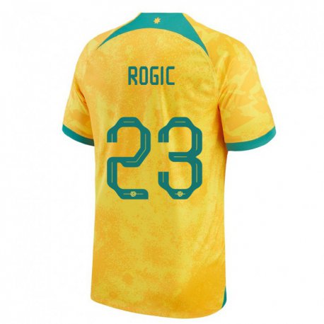 Kandiny Hombre Camiseta Australia Tom Rogic #23 Dorado 1ª Equipación 22-24 La Camisa Chile