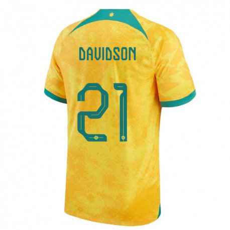 Kandiny Hombre Camiseta Australia Jason Davidson #21 Dorado 1ª Equipación 22-24 La Camisa Chile