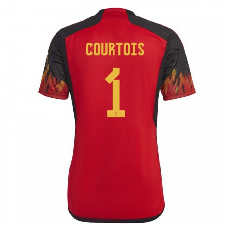 Kandiny Hombre Camiseta Bélgica Thibaut Courtois #1 Rojo 1ª Equipación 22-24 La Camisa Chile
