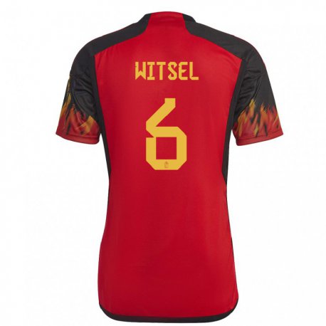 Kandiny Hombre Camiseta Bélgica Axel Witsel #6 Rojo 1ª Equipación 22-24 La Camisa Chile
