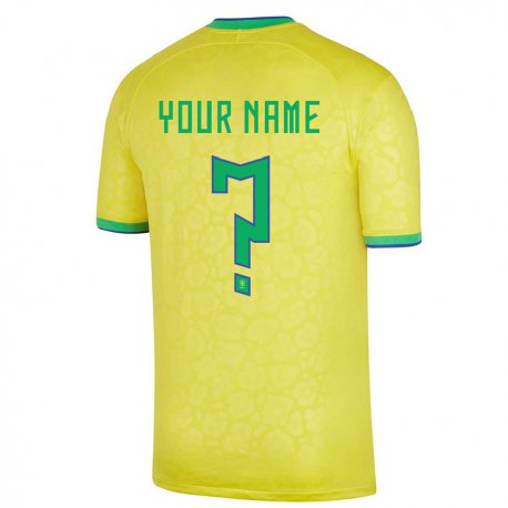 Kandiny Hombre Camiseta Brasil Su Nombre #0 Amarillo 1ª Equipación 22-24 La Camisa Chile