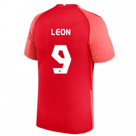 Kandiny Hombre Camiseta Canadá Adriana Leon #9 Rojo 1ª Equipación 22-24 La Camisa Chile
