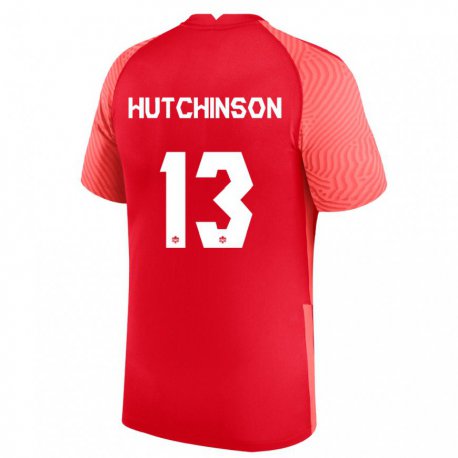 Kandiny Hombre Camiseta Canadá Atiba Hutchinson #13 Rojo 1ª Equipación 22-24 La Camisa Chile