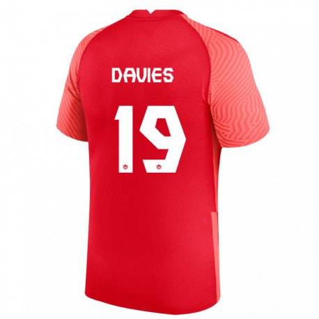 Kandiny Hombre Camiseta Canadá Alphonso Davies #19 Rojo 1ª Equipación 22-24 La Camisa Chile