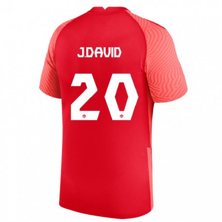 Kandiny Hombre Camiseta Canadá Jonathan David #20 Rojo 1ª Equipación 22-24 La Camisa Chile