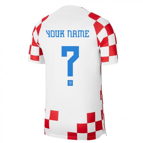 Kandiny Hombre Camiseta Croacia Su Nombre #0 Rojo Blanco 1ª Equipación 22-24 La Camisa Chile