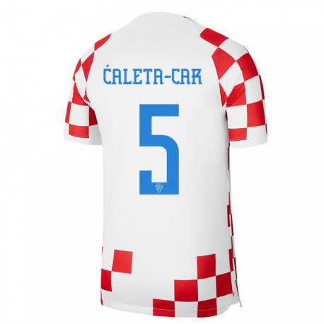 Kandiny Hombre Camiseta Croacia Duje Caleta Car #5 Rojo Blanco 1ª Equipación 22-24 La Camisa Chile