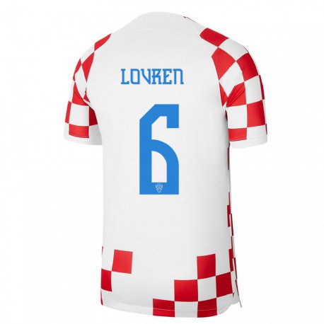 Kandiny Hombre Camiseta Croacia Dejan Lovren #6 Rojo Blanco 1ª Equipación 22-24 La Camisa Chile