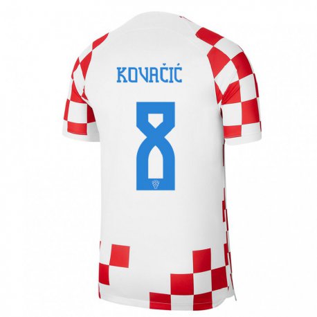 Kandiny Hombre Camiseta Croacia Mateo Kovacic #8 Rojo Blanco 1ª Equipación 22-24 La Camisa Chile