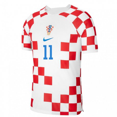 Kandiny Hombre Camiseta Croacia Marcelo Brozovic #11 Rojo Blanco 1ª Equipación 22-24 La Camisa Chile