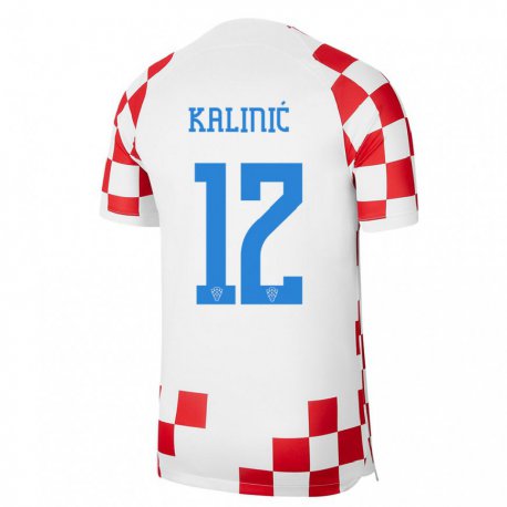 Kandiny Hombre Camiseta Croacia Lovre Kalinic #12 Rojo Blanco 1ª Equipación 22-24 La Camisa Chile